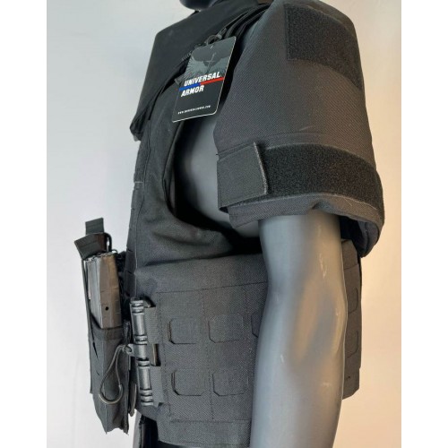 Бронежилет разгрузочный UNIVERSAL ARMOR в Новокузнецке (СВМПЭ + бронеплиты Бр5 класса) черный