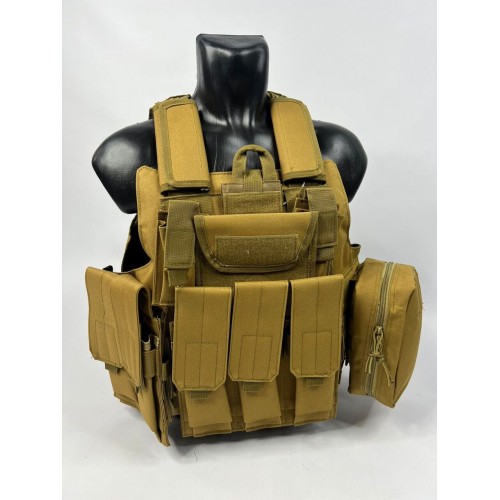 Тактический разгрузочный жилет «5 / пять карманов» с подсумками Tactical Molle Plate Carrier для съемных бронепластин в Новокузнецке